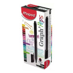 MAPED- MICROFIBRA GRAPH PEPS 0.4 MM x 12 NEGRO LAVABLE